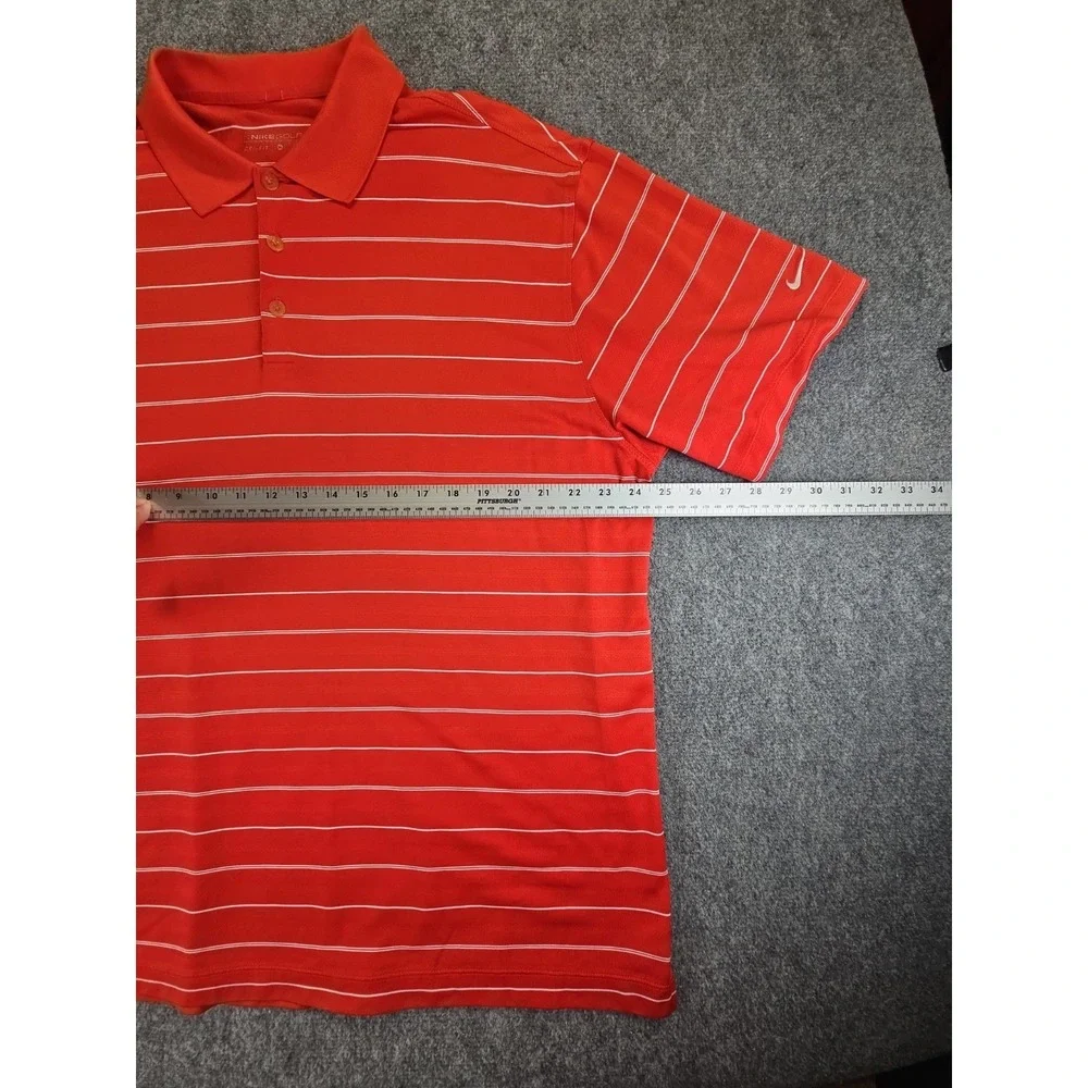 Nike Golf Polo Shirt Mens XL Red Stripe Dri-Fit Short Sleeve Performance 1569